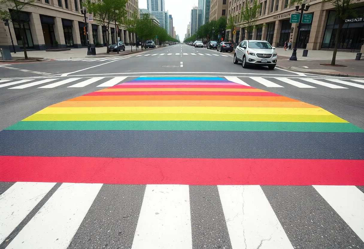 San Antonio rainbow crosswalk being removed.