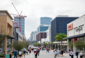 San Antonio skyline highlighting retail construction projects.