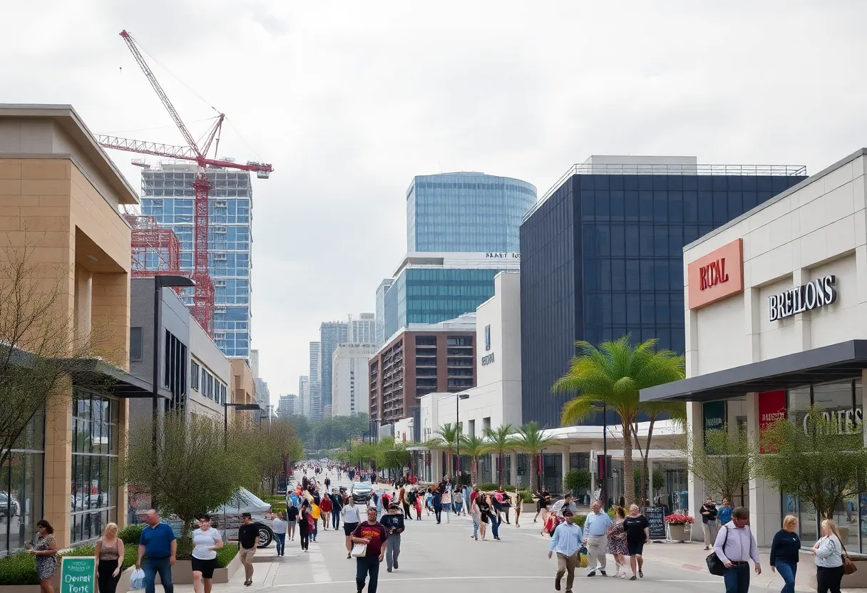 San Antonio skyline highlighting retail construction projects.