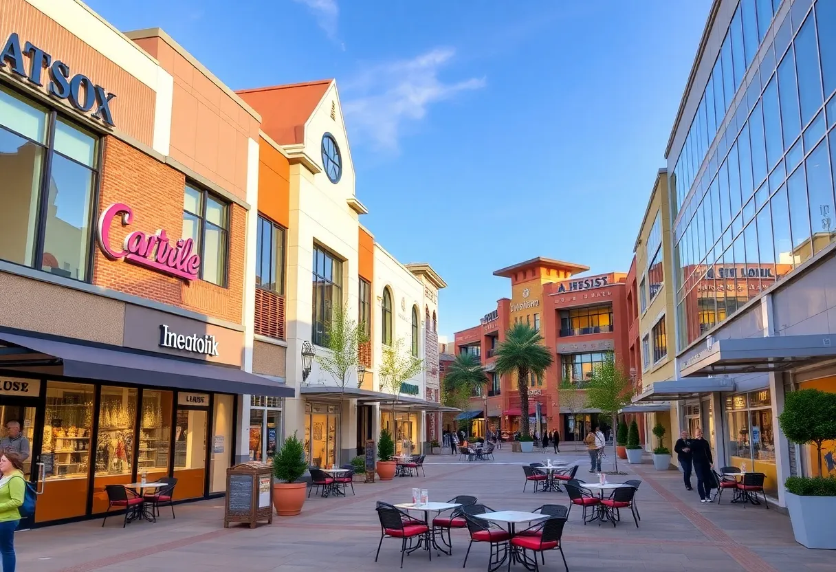 Retail developments in San Antonio showcasing modern architecture and shopping options.