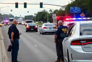 Emergency responders at the scene of a rollover crash in San Antonio.