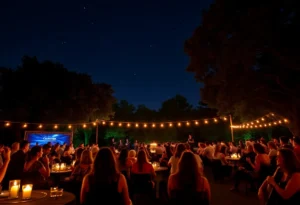 An intimate performance at a secret concert in San Antonio with candlelight ambiance.