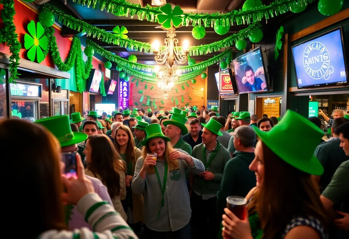 Participants enjoy the San Antonio St. Patrick's Day Weekend Bar Crawl.