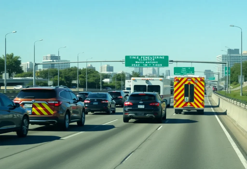 Heavy traffic on freeway in San Antonio due to vehicle accident