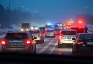 Multiple vehicle accidents on a San Antonio highway due to ice and cold weather.