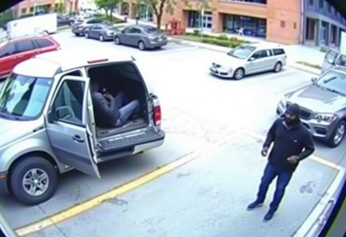 Surveillance footage of vehicle theft in San Antonio