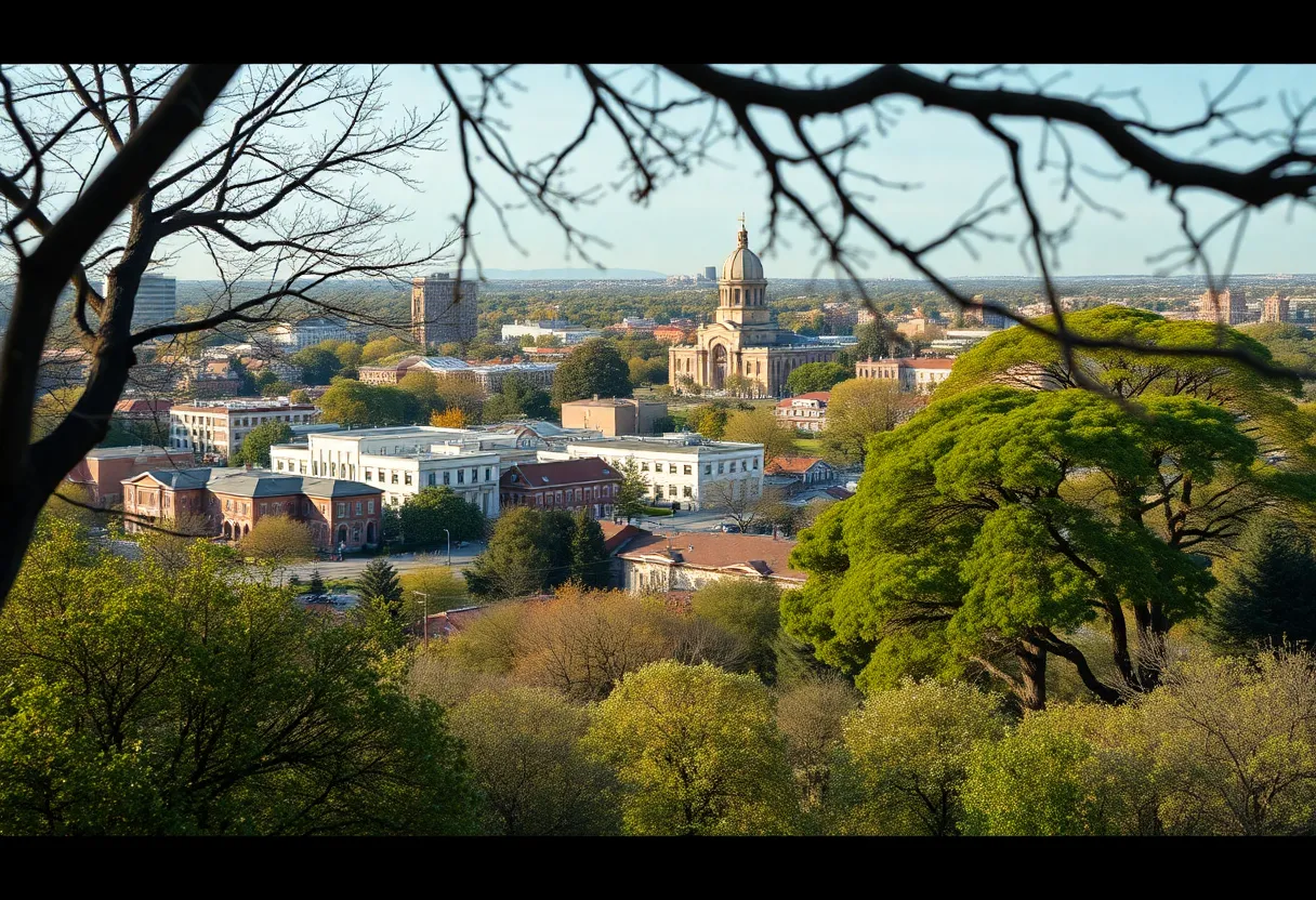 Winter landscape in San Antonio without freezing temperatures.