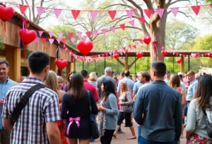 Singles mingling at the San Antonio Zoo Valentine's Day event
