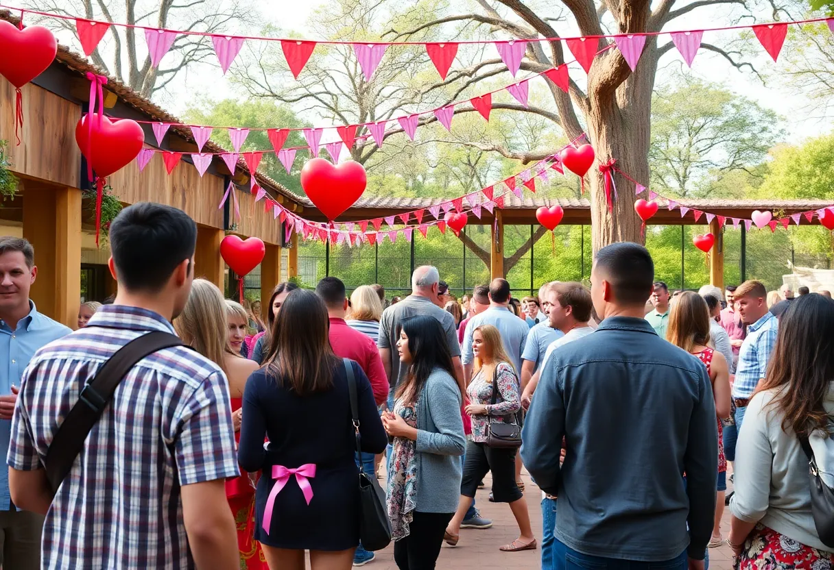 Singles mingling at the San Antonio Zoo Valentine's Day event