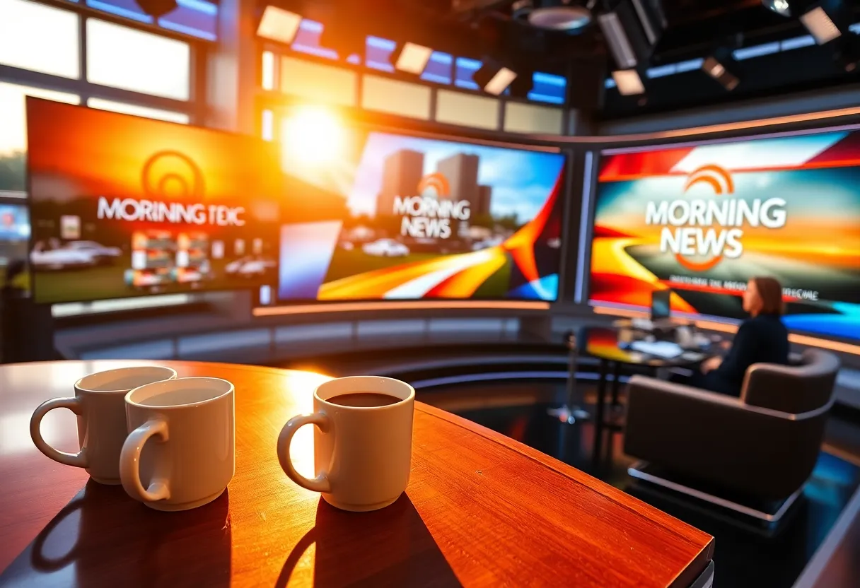 Sarah Duran on the KENS 5 morning news set