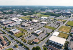 Aerial view of Seguin Texas mixed-use development site