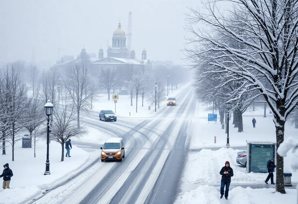 Snow-covered streets during severe winter storms.