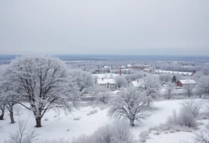 A snow-covered landscape in Texas during an Arctic blast