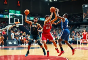 Basketball game action between the San Antonio Spurs and New Orleans Pelicans