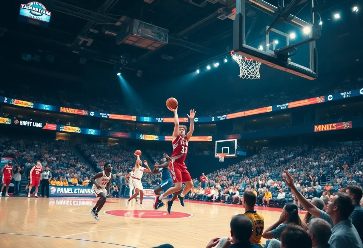 Action shot from the San Antonio Spurs vs. Minnesota Timberwolves basketball game