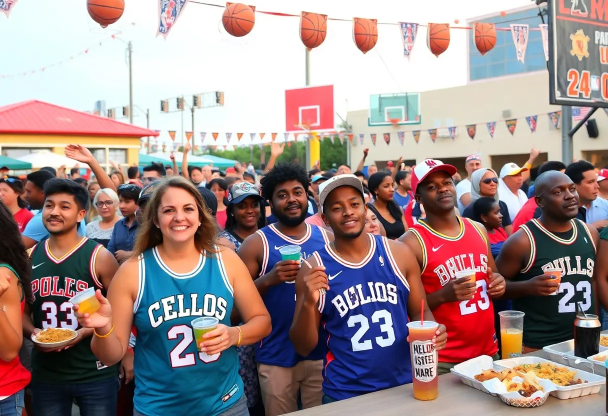 Fans gathering at The Rock for the Spurs watch party