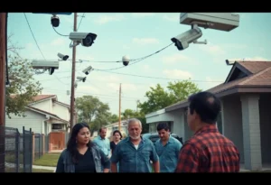 Residents discussing surveillance cameras in San Antonio