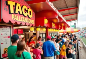 Concession stand serving Taco Palenque food at Frost Bank Center