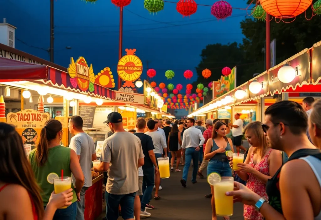 Crowd enjoying food and drinks at the Tacos & Tequila Festival in San Antonio