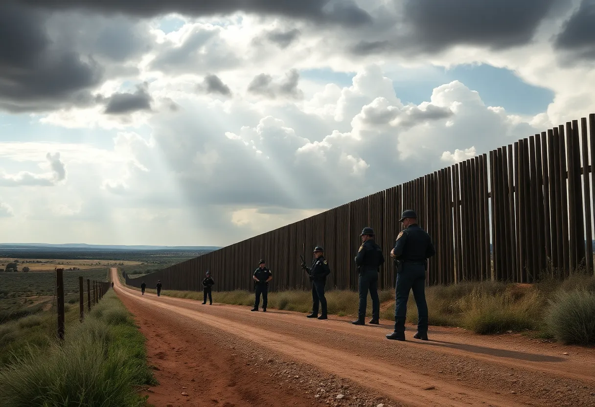 Scene depicting border security efforts at the Texas-Mexico border.