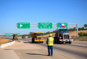 Workers constructing new highways in Texas