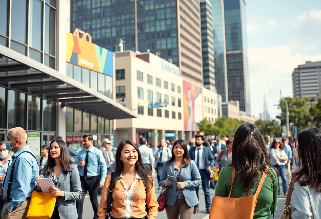 A vibrant job market in Texas with professionals in various sectors.