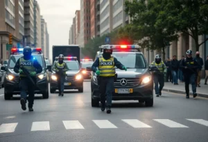 Law enforcement team capturing fugitives