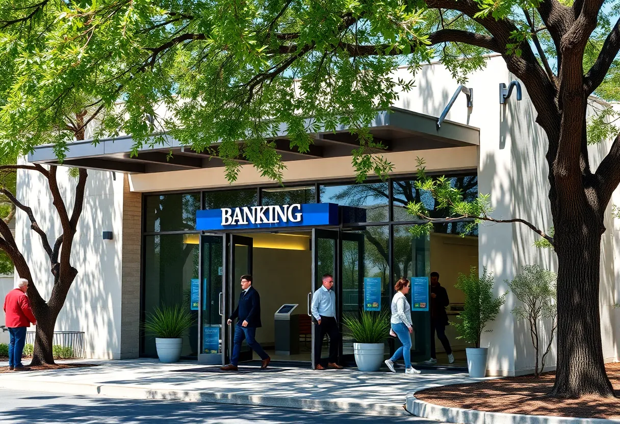 Exterior view of Texas Regional Bank new branch in Hill Country.