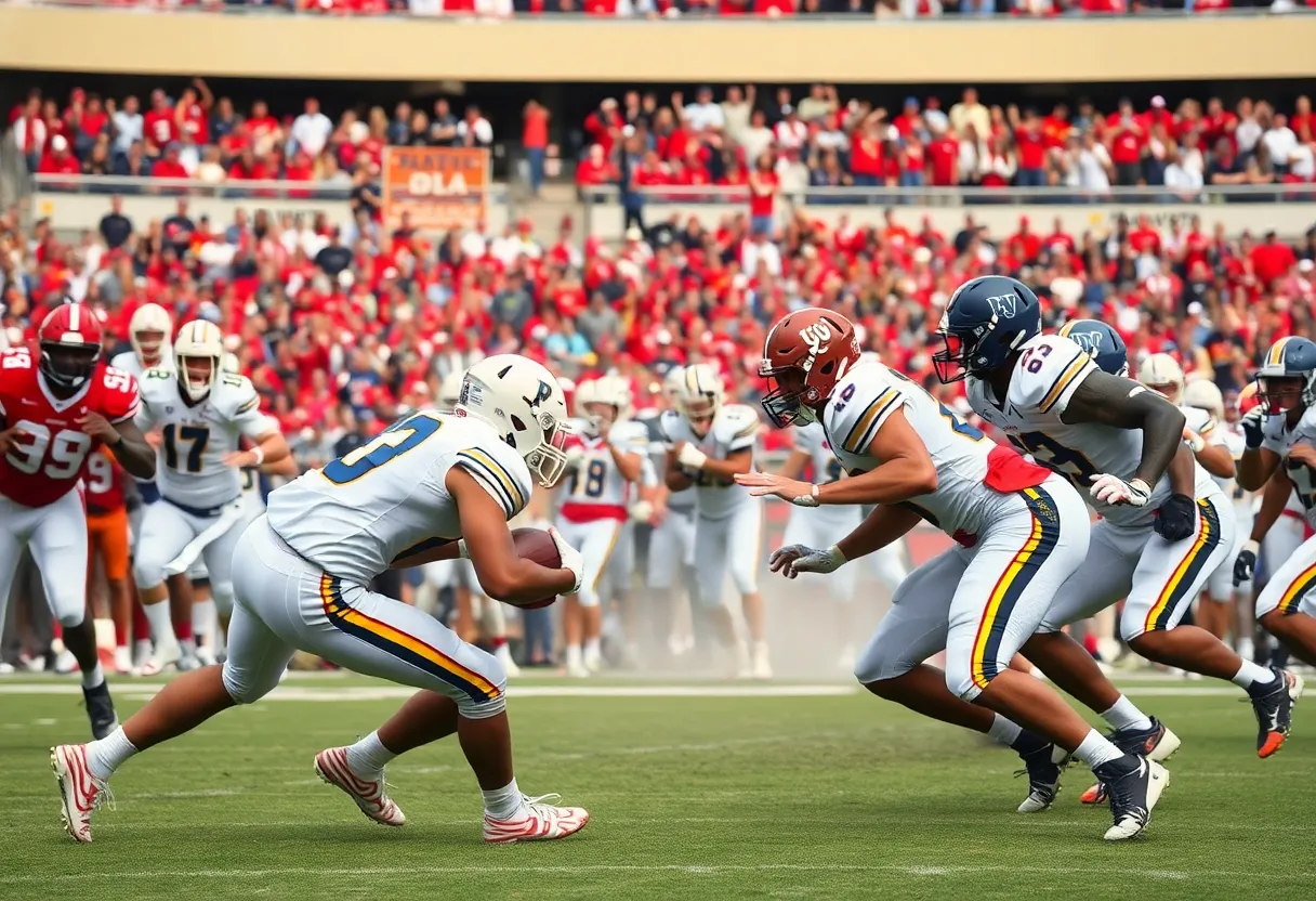 Texas State Bobcats celebrating their victory in the Armed Forces Bowl against Rice Owls.