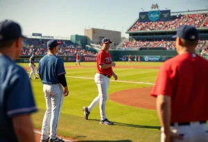 Texas Rangers pitcher warming up on the field