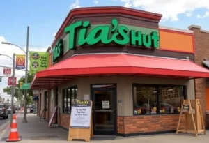 Exterior view of Tia's Taco Hut under construction on Fredericksburg Road, San Antonio.