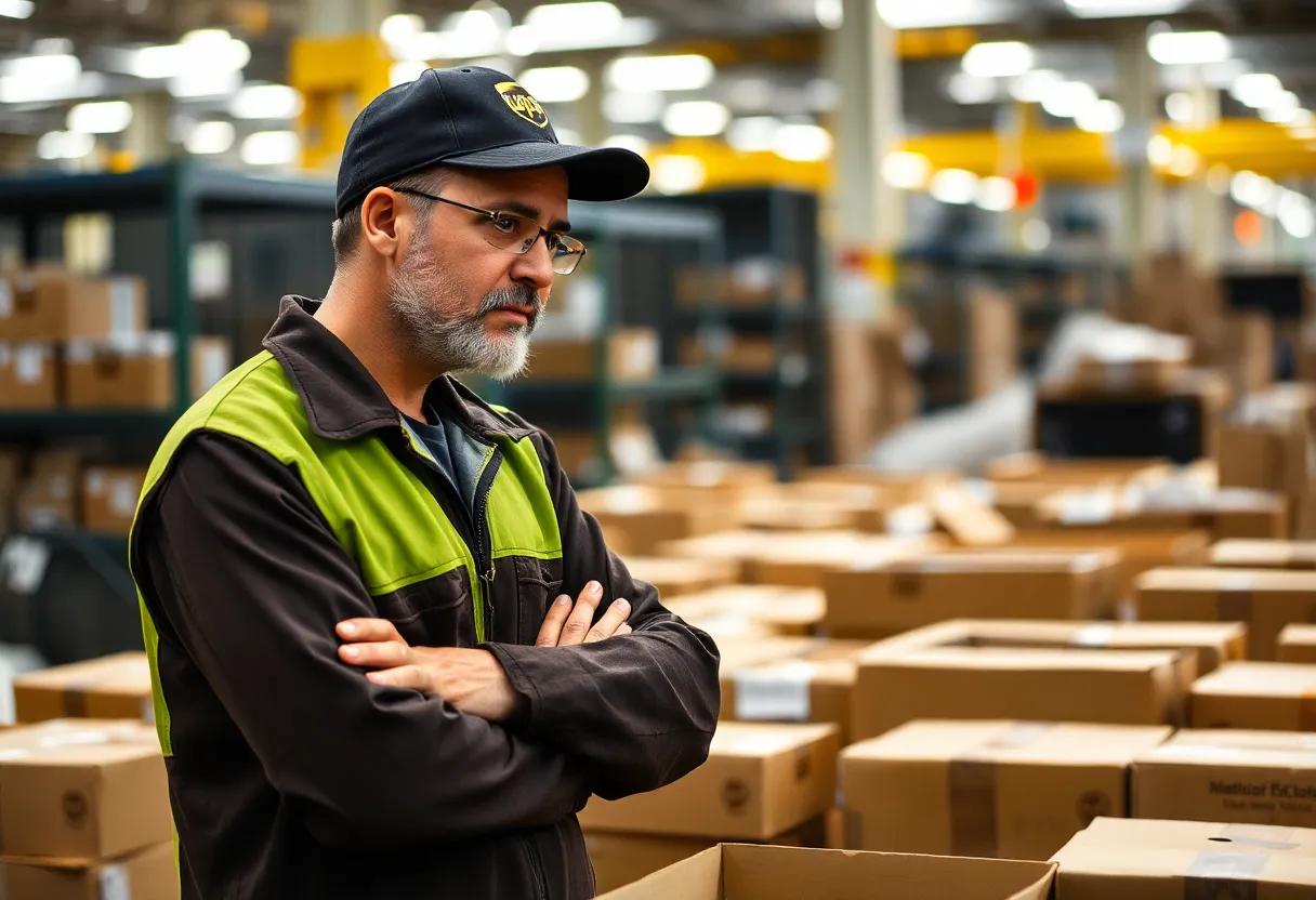 Image depicting a UPS employee at a facility amidst changes in the company.