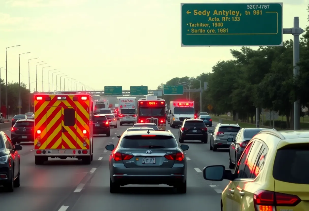 Traffic jam on U.S. 281 Southbound near Evans Road in San Antonio, Texas