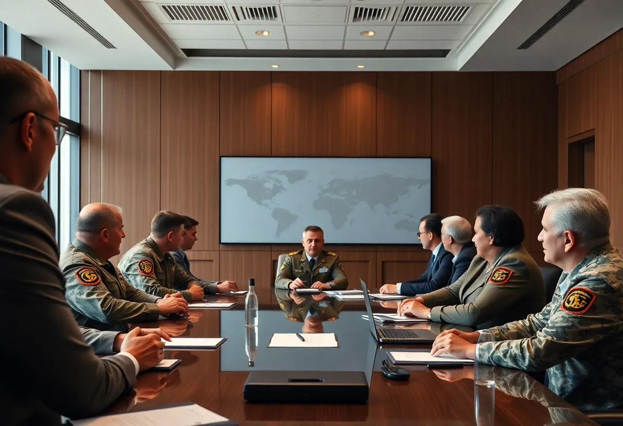 Board meeting with military and civilian leaders