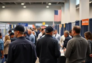 Veterans engaging with employers at a job fair in San Antonio