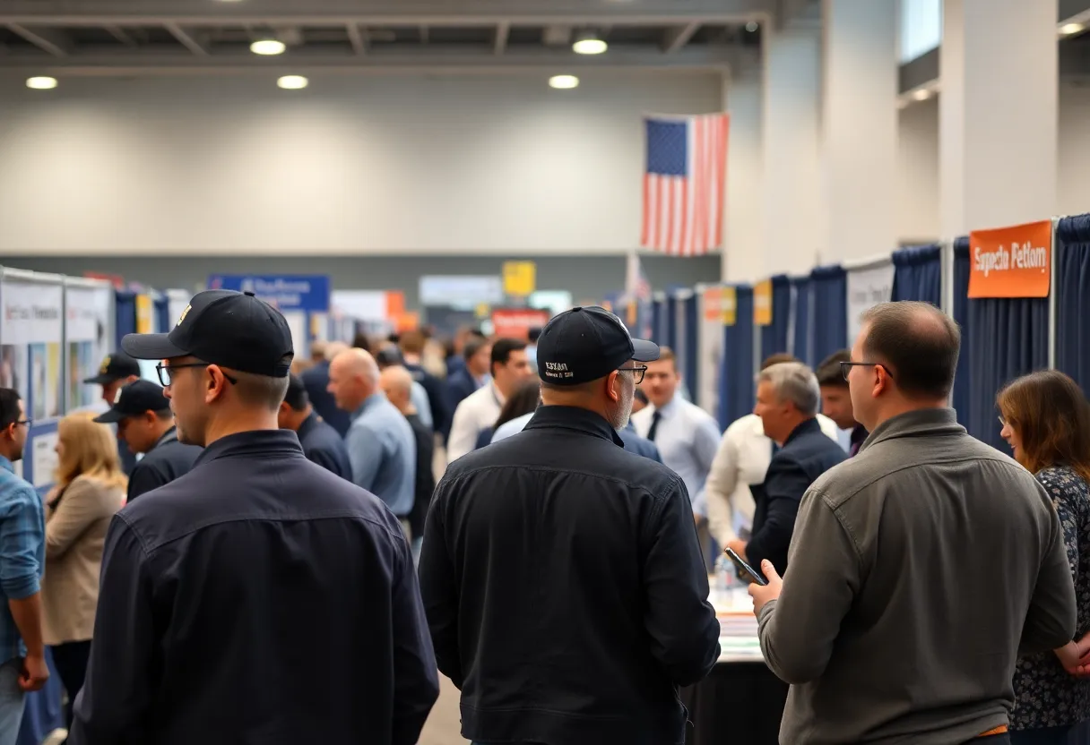 Veterans engaging with employers at a job fair in San Antonio