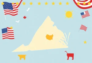 Illustration of Virginia's congressional districts highlighting changes for upcoming elections