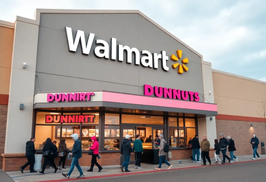 Walmart featuring Dunkin' Donuts coffee shop in San Antonio.