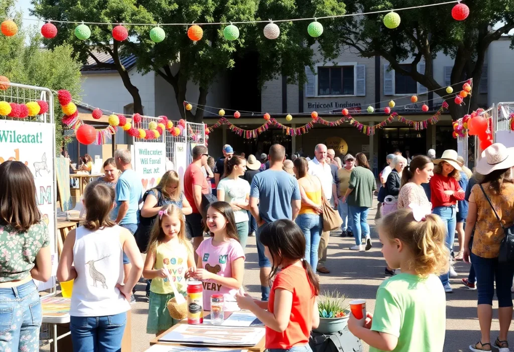 Families engaging in wildlife-themed art activities at the Wild West Wildlife Festival