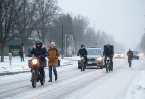 Icy roads in Texas during winter weather conditions