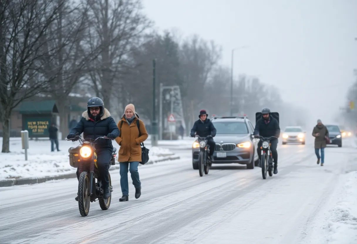Icy roads in Texas during winter weather conditions