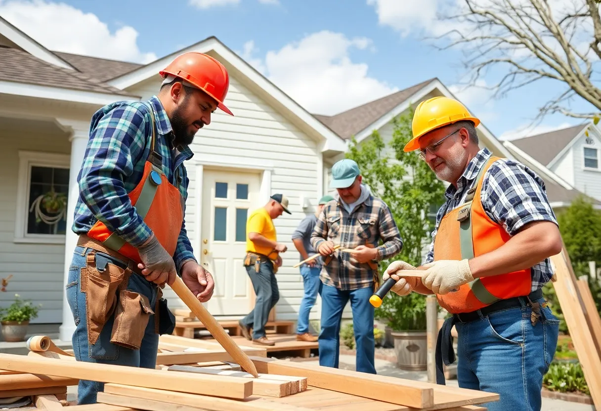 Tradespeople engaged in home remodeling work in San Antonio