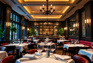 Elegant interior of Ardēre Braceria Italiana restaurant