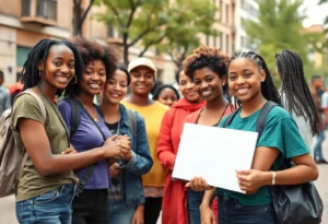 Diverse group engaging in community activities for youth empowerment.