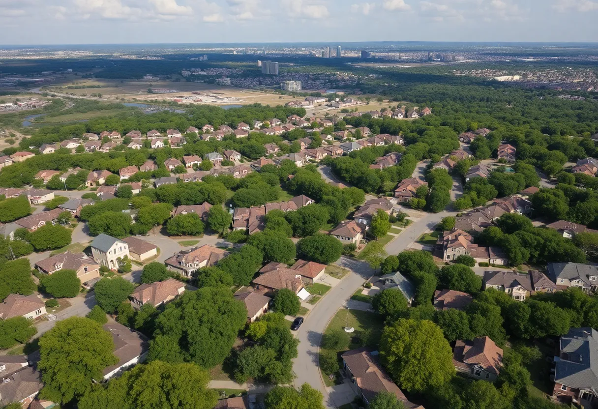 Aerial view of residential areas in Austin and San Antonio