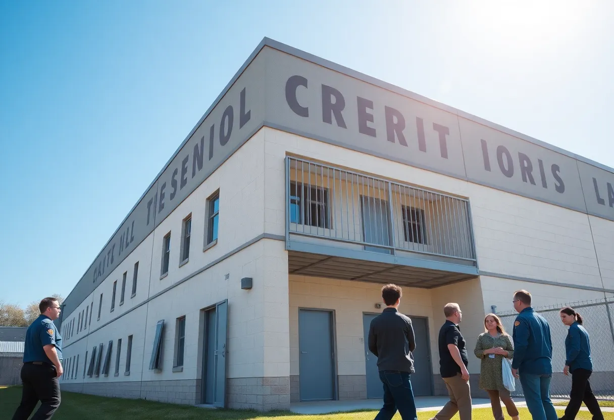 Exterior view of Bexar County Jail in San Antonio, Texas