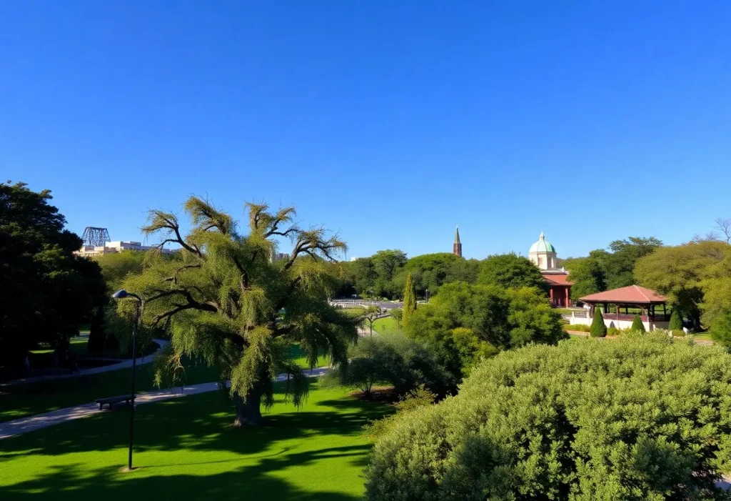 Scenic view of Brackenridge Park with walking trails and attractions