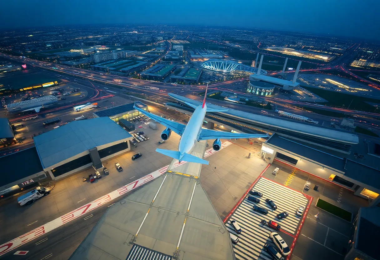 Airplane from Breeze Airways taking off at San Antonio airport