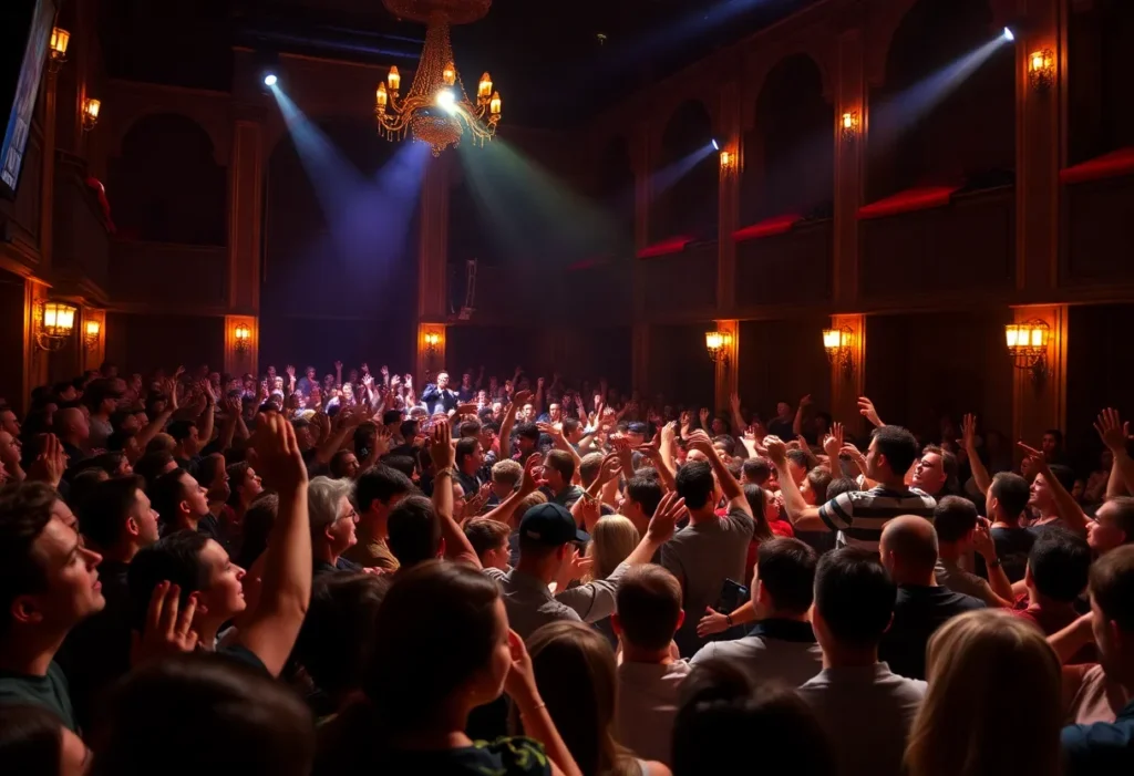 Crowd enjoying a live music concert at the Majestic Theatre.