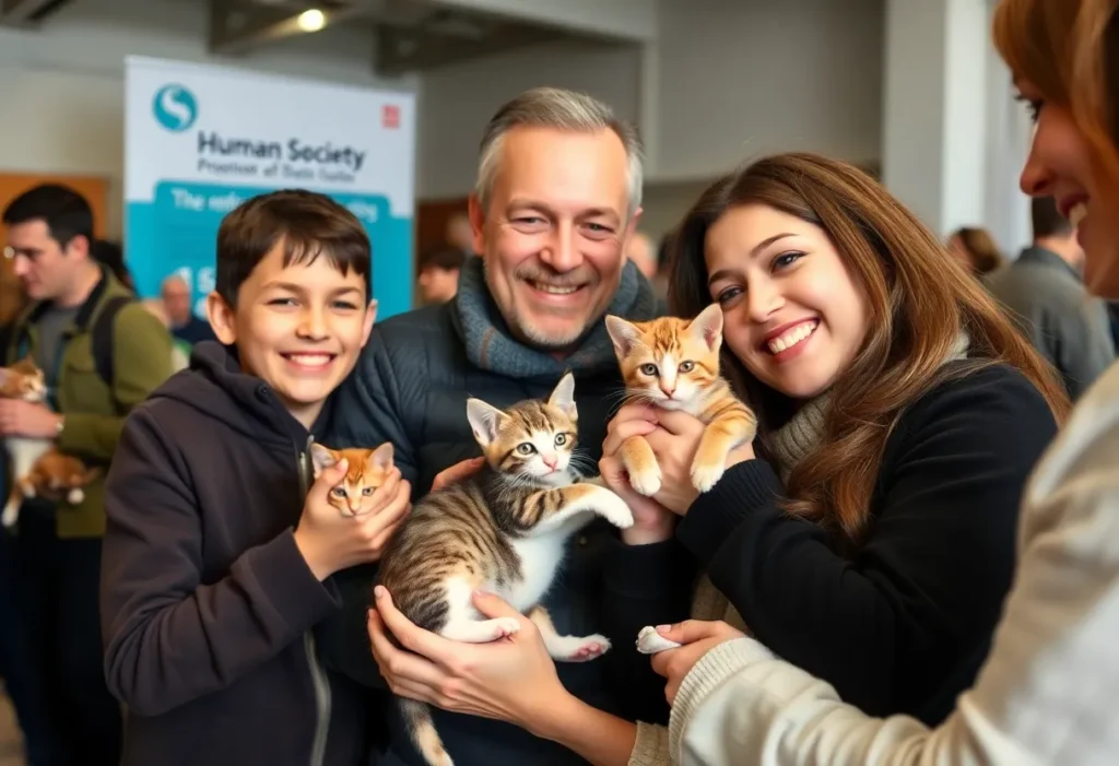 Family adopting a kitten at San Antonio Humane Society